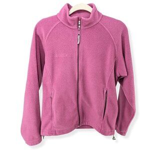 Columbia Fleece Full Zip Jacket Pink Outdoor Women's Sz Medium M Cinch Hem